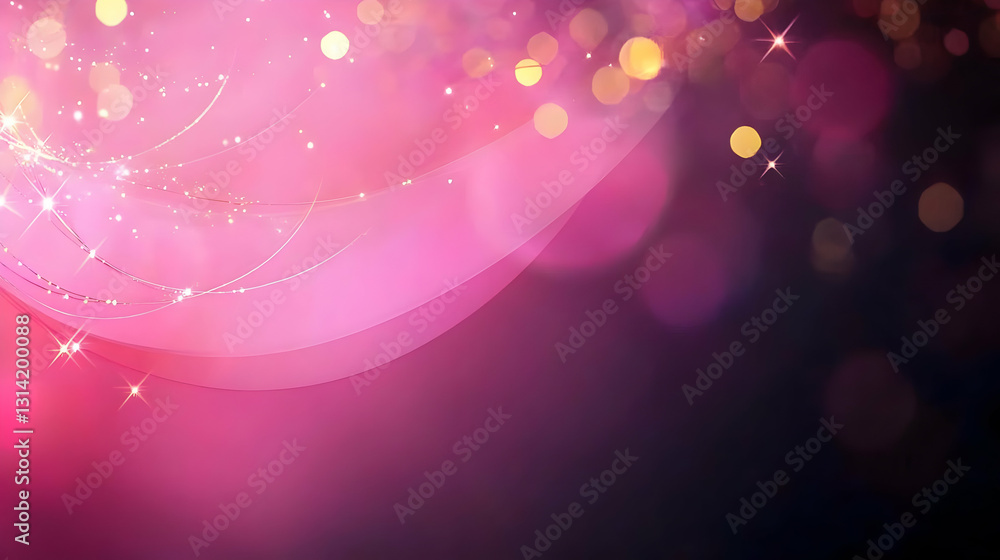Poster abstract pink background with soft bokeh lights and elegant curves design