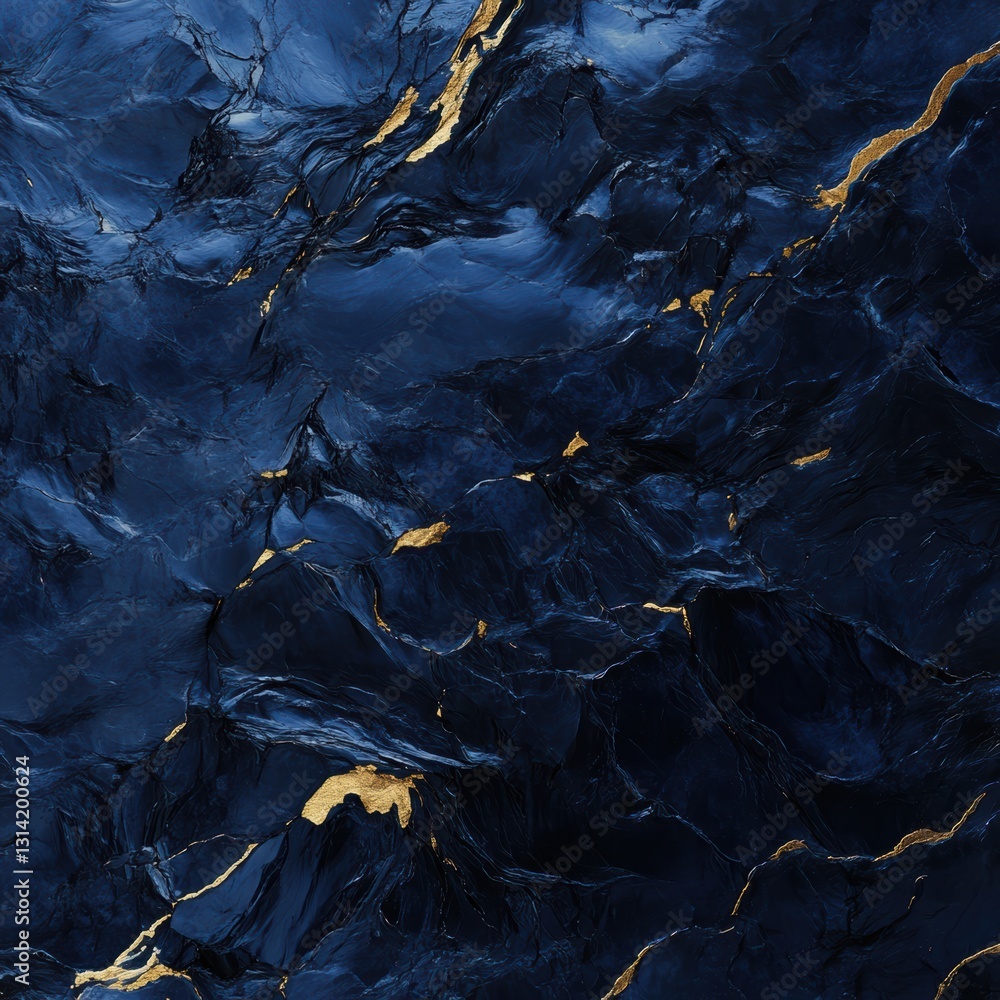 Poster shimmering depths of high-gloss metallic texture with intricate golden veins generative ai