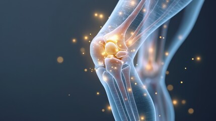 Healing and strengthening of knee joint digital illustration medical field clinical environment close-up human anatomy