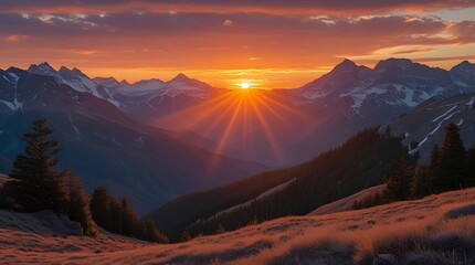 sunset in the mountains