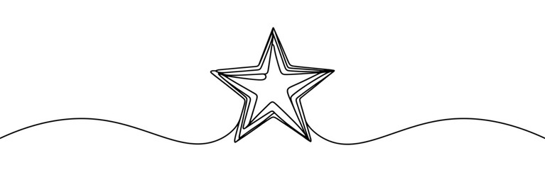 Star continuous one line drawing. Star sign in simple linear style. Vector illustration.