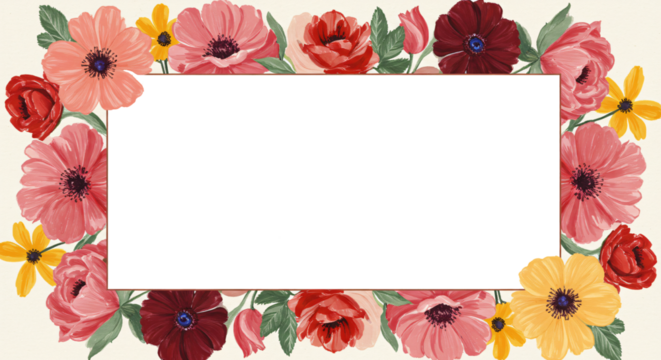 flower art border frame transparent from inside