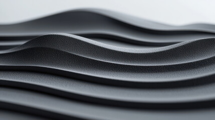 Fototapeta premium Textured surface with flowing waves in dark gray tones, creating modern aesthetic