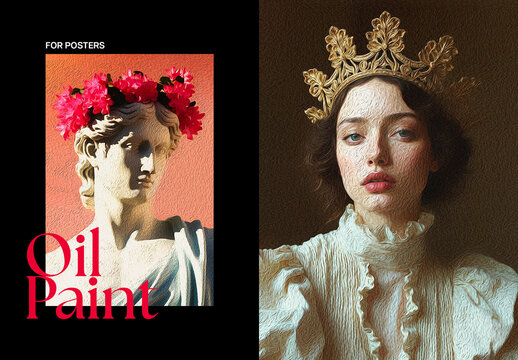 Oil Paint Poster Photo Effect Mockup