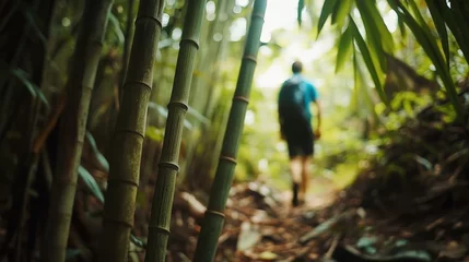 Fotobehang Lush bamboo forest trail © musa
