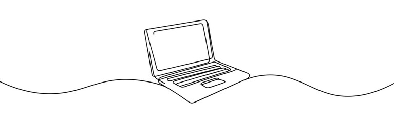Laptop continuous one line drawing. Gadget sign in simple linear style. Vector illustration.