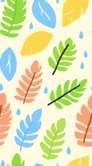 Fototapeta premium Delicate pattern of fresh green leaves with soft spring rain and tiny raindrops on vibrant nature background