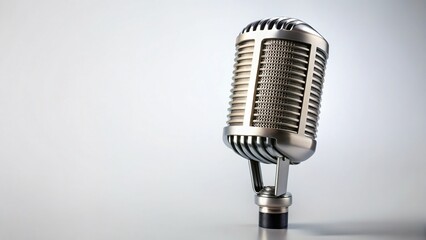 Professional Ribbon Microphone Flat Lay Product Photography with Copy Space