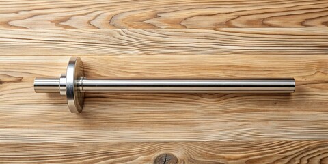 Fototapeta premium Steel Shaft Flat Lay: Top-Down View on Wooden Background with Copy Space
