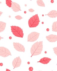 Fototapeta premium Shimmering dewdrops on a pattern of leaves and berries set against a fresh and lush green background