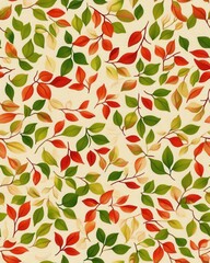 Delightful seamless pattern featuring leaves in an abstract spring garden with floral elements for vibrant designs