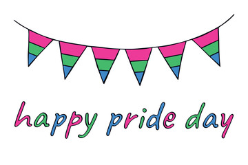 Obraz premium Colorful garland Polysexual pride flag Happy pride day LGBTQIA community Pride Month Vector hand drawn doodle for posters, stickers, logo, cards