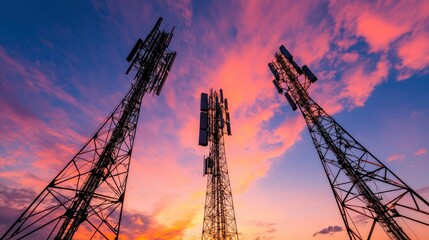 Obraz premium Communication towers at sunset (1)