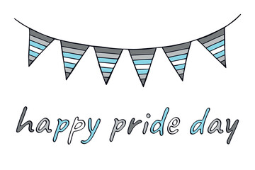 Obraz premium Colorful garland Demiboy pride flag Happy pride day LGBTQIA community Pride Month Vector hand drawn doodle for posters, stickers, logo, cards