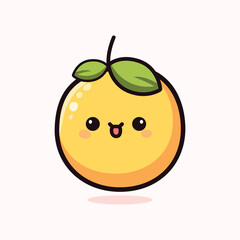 Lemon Character vector. apple and pear. Fruit Chibi Vector Art. Cartoon orange with a leaf on its head vector illustration. 