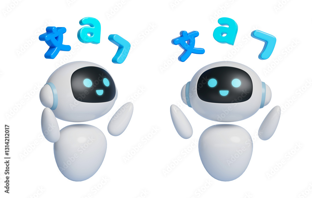 Aufkleber ai robot character 3d graphics that teaches foreign language study