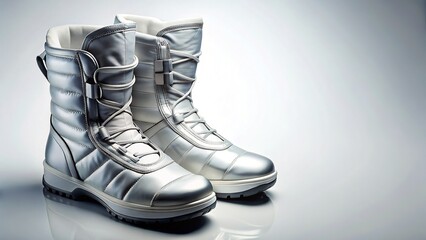 Futuristic Insulated Boots: Aerial Flat Lay Product Shot with Copy Space
