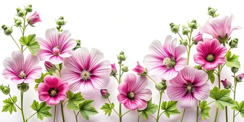 Fototapeta premium Futuristic Mallow Flowers Aerial View - Modern Flat Lay Background