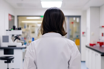 Obraz premium Rear view of woman working in a lab with scientific