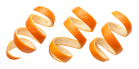 collection set of spiral orange peel twist on white background png