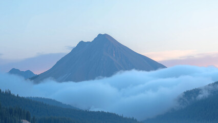 Fototapeta premium a fog at the foot of a mountain