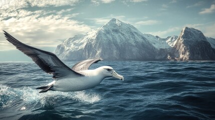 Fototapeta premium Majestic albatross soaring above icy seas