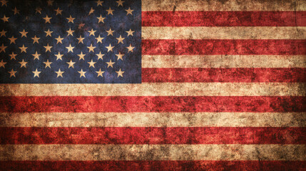 Vintage american flag with rustic texture and weathered design
