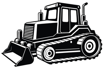 Naklejka premium Bulldozer Vector Silhouette