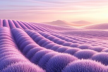 Fototapeta premium A beautiful lavender field stretches across rolling hills and the horizon