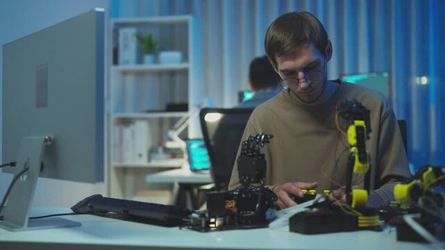 Night-time team discussions on IT development strategies leveraging AI and tech for innovative outcomes.