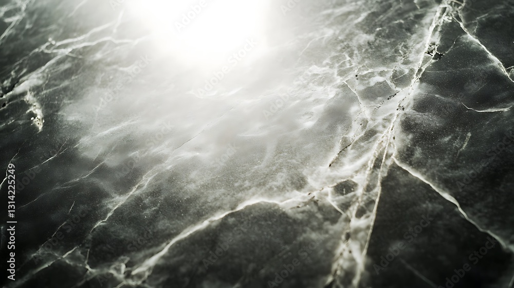 Poster close-up of dark marble texture with light source.