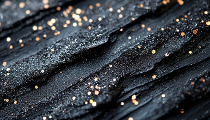 shimmering black glitter texture with golden specks creates captivating visual effect
