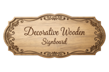 oblong decorative wooden signboard isolated on white background png