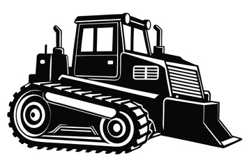 Naklejka premium black bulldozer silhouette design illustration