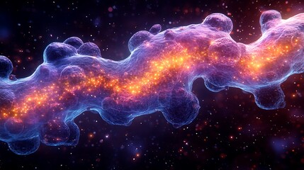 Fototapeta premium Futuristic Microbial Structure Glowing Bioluminescent Organism Cosmic Energy Visualization Photo