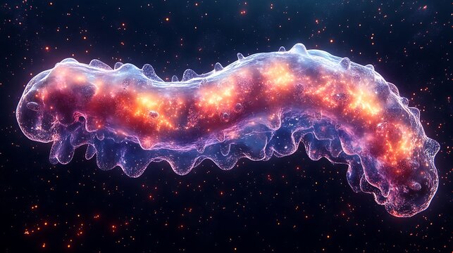 Cosmic Microbe Energy Flow Microscopic Life Bioluminescent Science Discovery Photo