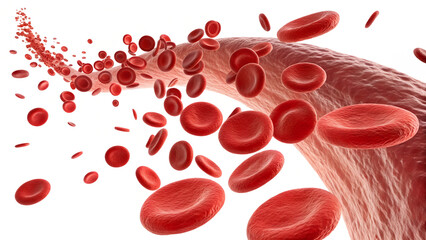 top view flowing red blood cells isolated on white background png