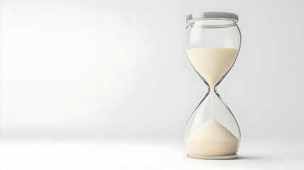 An Hourglass With White Sand On A White Background Symbolizing The Passage Of Time
