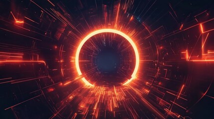 Obraz premium Abstract futuristic tunnel with glowing ring