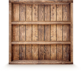 Empty Wooden Shelf with Natural Texture and Aged Wood Finish