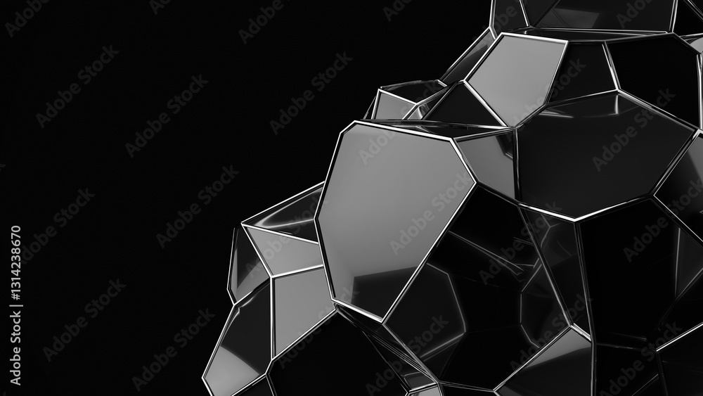 Aufkleber 3d abstract futuristic surface on a black background with a dark abstract diamond. 3d rendering illu