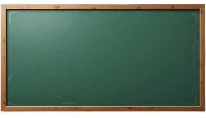 close up, Blank horizontal green school chalkboard isolated on transparent background