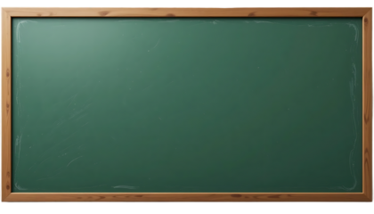 close up, Blank horizontal green school chalkboard isolated on transparent background
