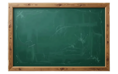 close up, Blank horizontal green school chalkboard isolated on transparent background