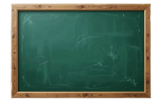 close up, Blank horizontal green school chalkboard isolated on transparent background