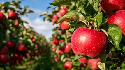 Ripe apples on branches