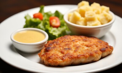 Delicious chicken fillet with sides