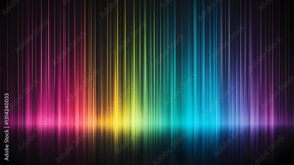 Aufkleber vivid vertical rainbow spectrum of light beams on a dark background creates colorful abstract backdr