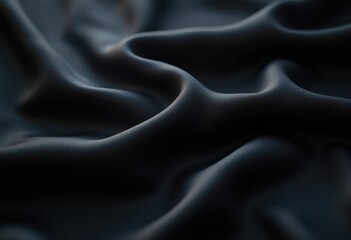 Fototapeta premium elegant lush black fabric draping over textured surface showcasing rich textures fluid lines, soft, smooth, shine, cloth, textile, luxurious, flowing, drape