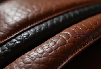 Obraz premium detailed textured leather close image perfect highlighting luxury products elegant showcase, accessory, artisan, aesthetic, background, beauty